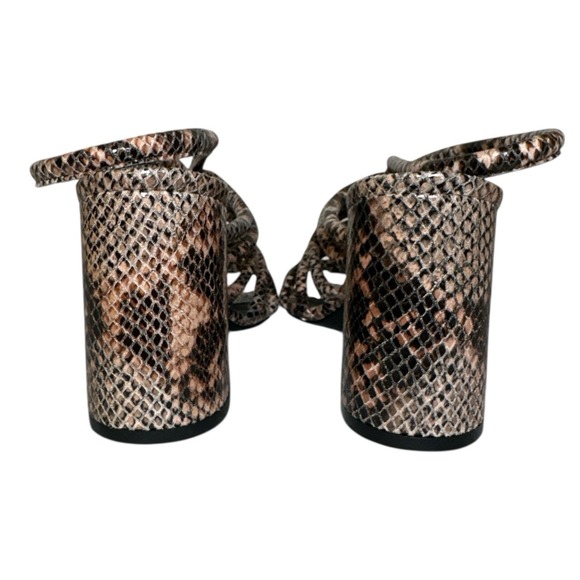 Free People Colette Cinched Strappy Sandal Heels Size EU 37.5 US 7.5 Snake Print - Picture 5 of 9